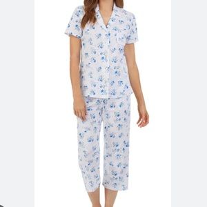 NEW Carole Hochman Blue Bouquet Capri Pajama Set XL